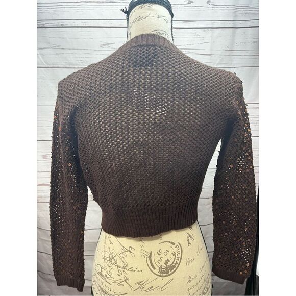 It’s Our Time medium brown short sweater with sequins - 2213 - Picture 2 of 3